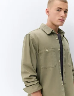 WORKER COLLARED LONG SLEEVE RELAXED FIT 100% COTTON COMFORTABLE SHIRT