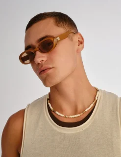 WORK IT! GOLD OVAL TAN TINT SUNGLASSES