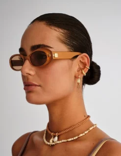 WORK IT! GOLD OVAL TAN TINT SUNGLASSES