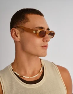 WORK IT! GOLD OVAL TAN TINT SUNGLASSES