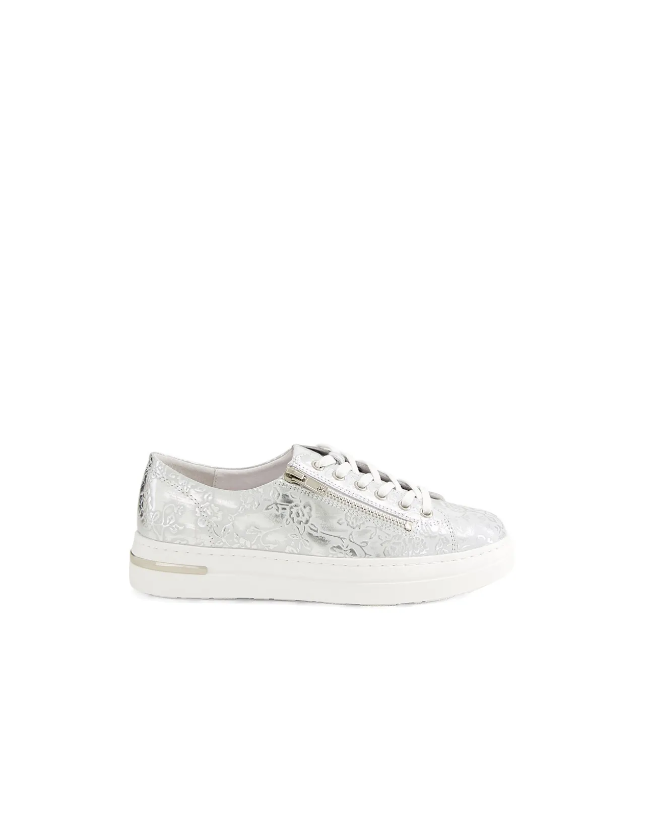 Wovi Silver Floral Zip Detail Sneakers