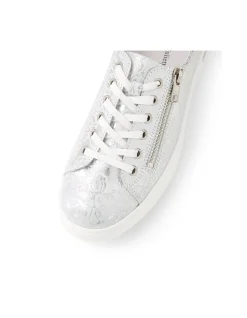Wovi Silver Floral Zip Detail Sneakers