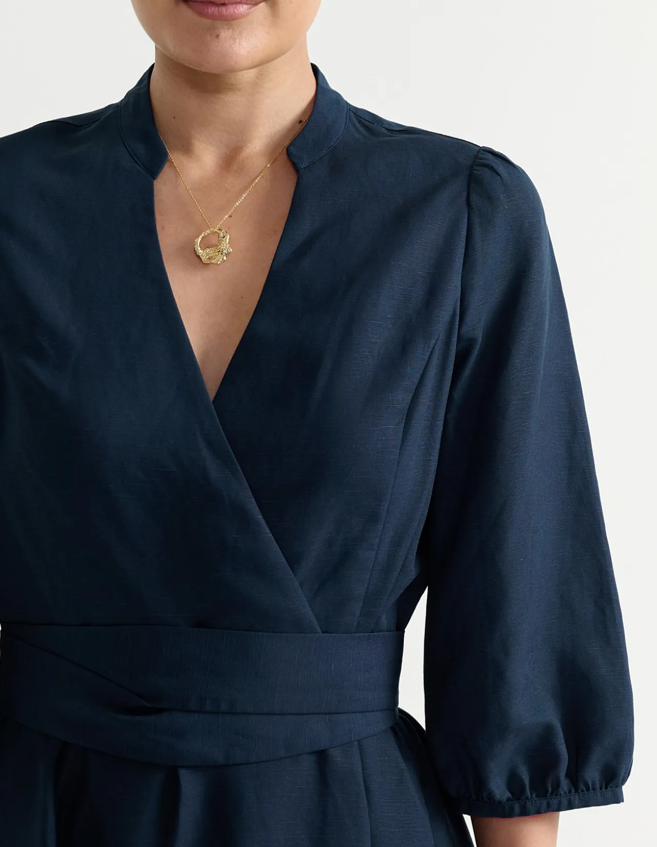 WRAP LINEN BLEND DRESS