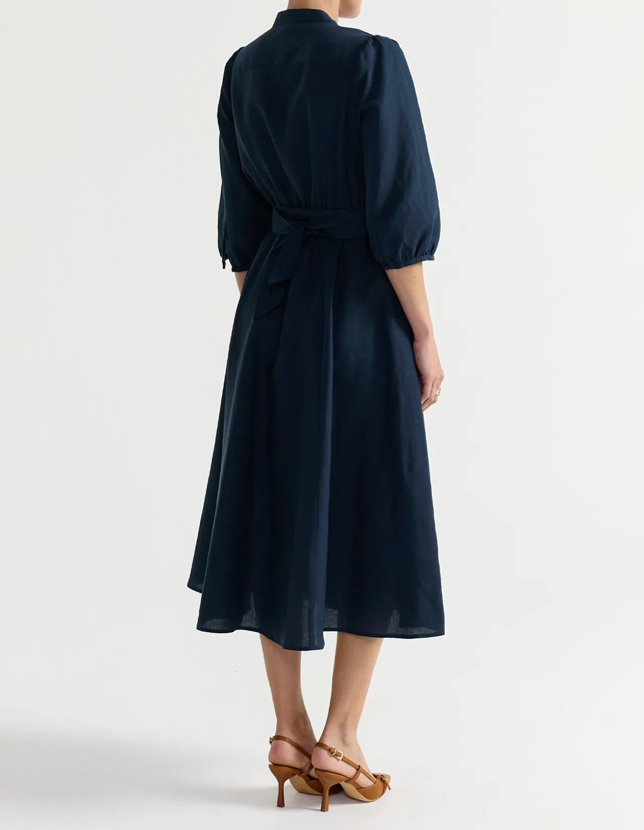 WRAP LINEN BLEND DRESS