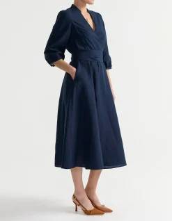 WRAP LINEN BLEND DRESS