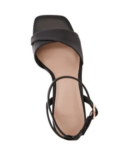 Yolanda Black Leather Flared Heel