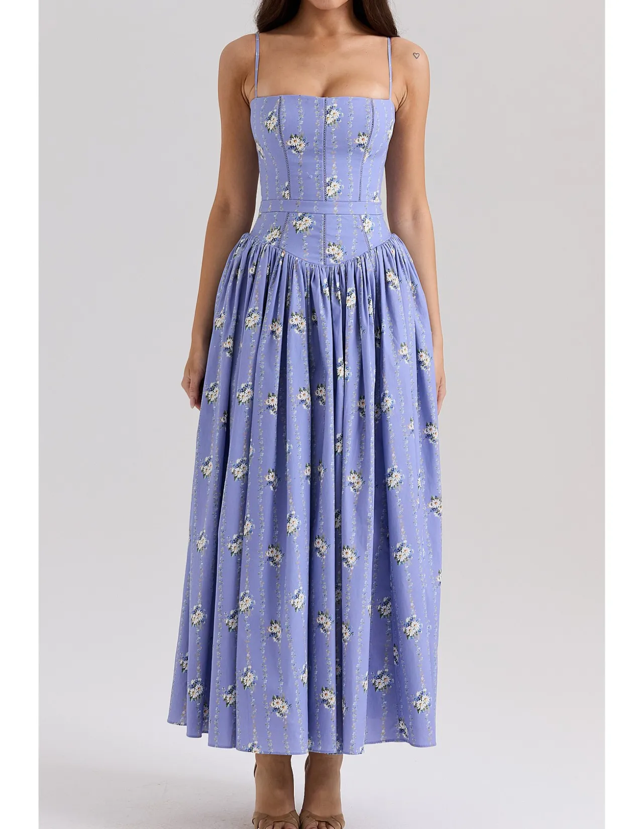 YSABELLA STRETCH COTTON MIDI SUNDRESS