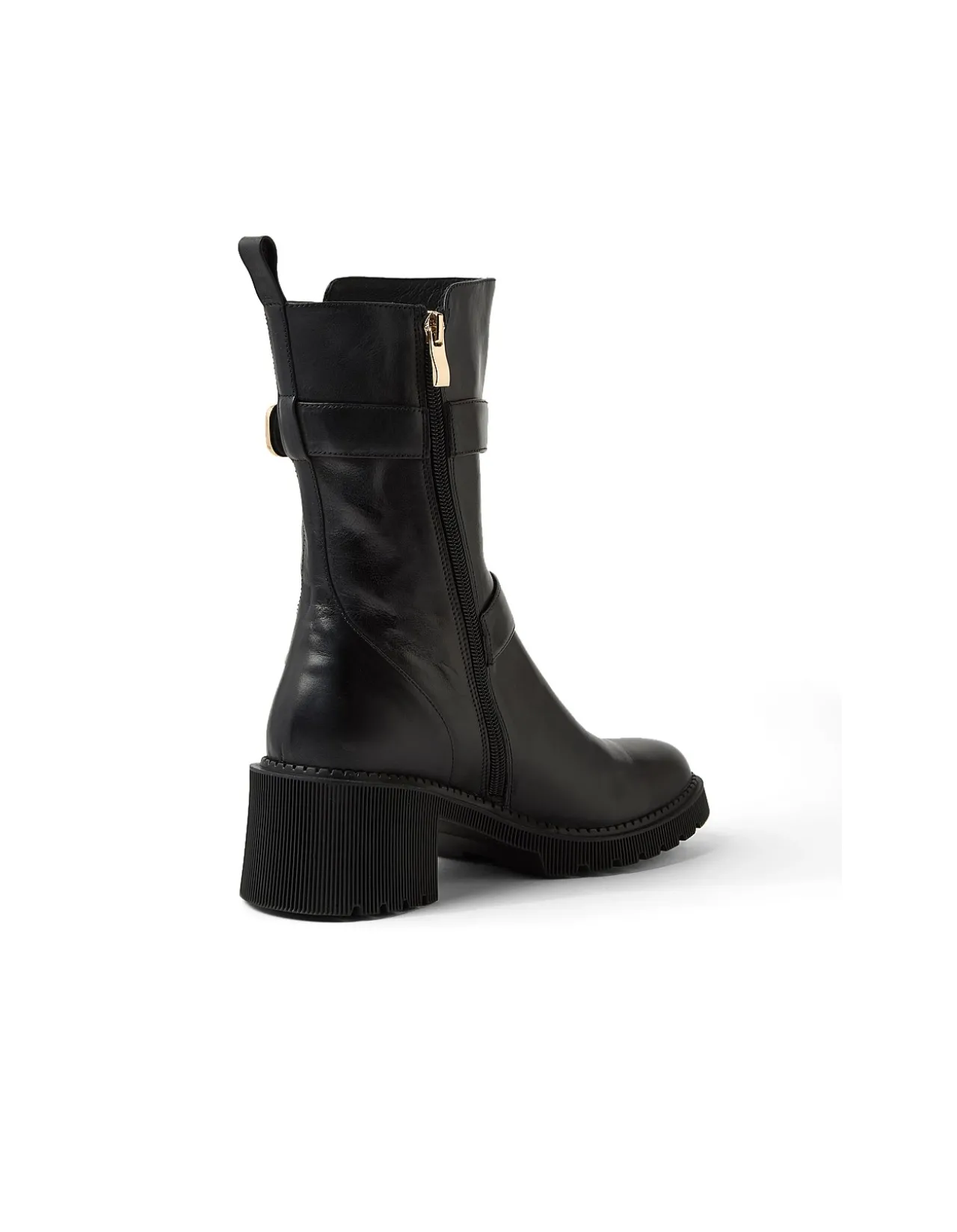 Zalon Buckle Detail Block Heel Boots