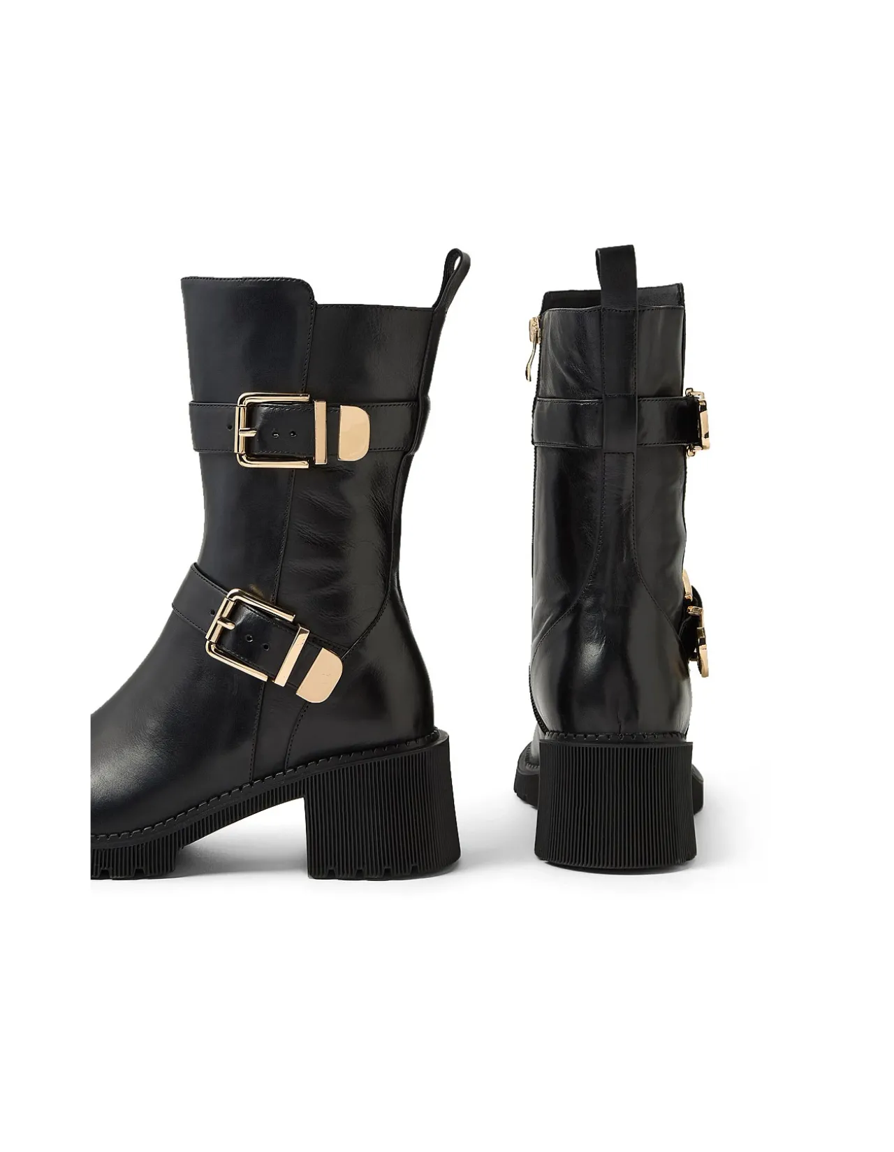 Zalon Buckle Detail Block Heel Boots