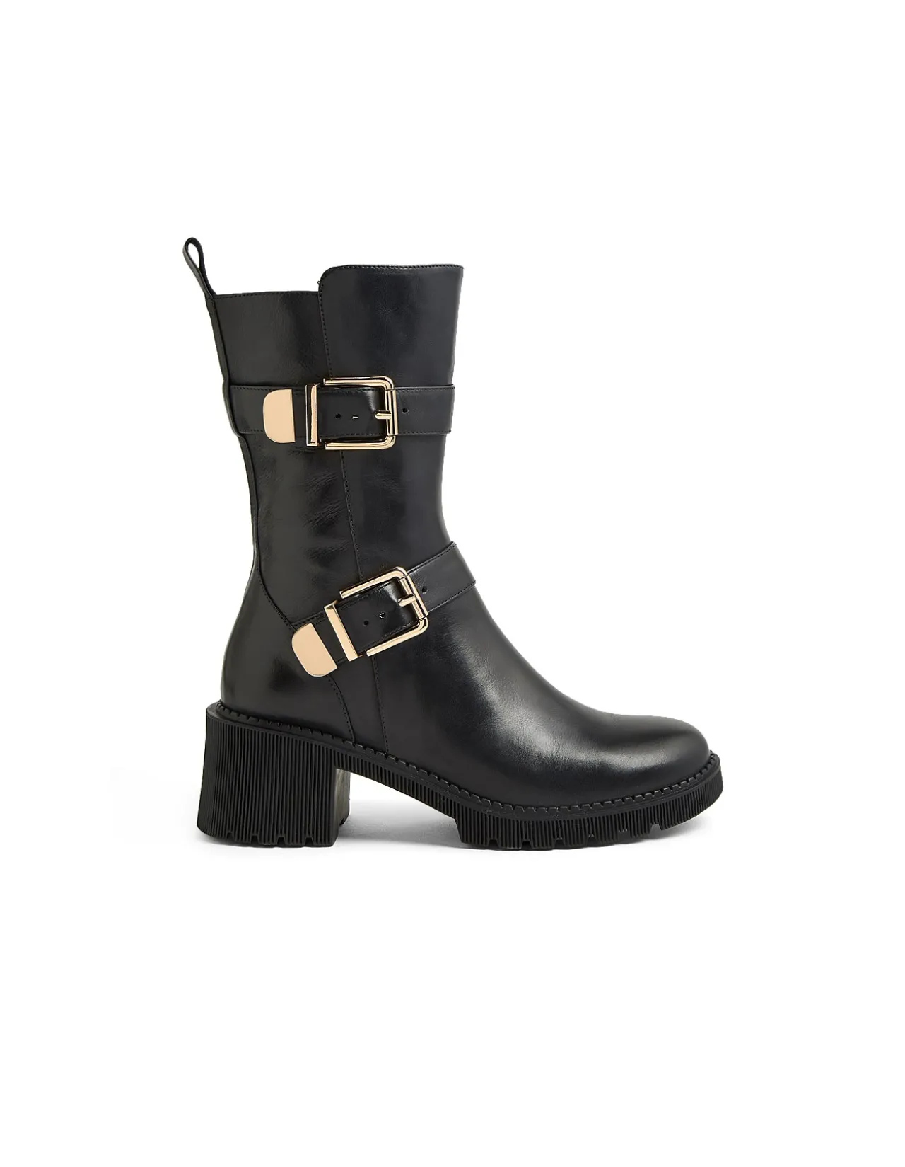 Zalon Buckle Detail Block Heel Boots