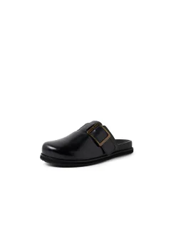 Zebec Buckle Detail Leather Clogs