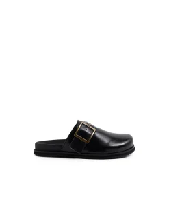 Zebec Buckle Detail Leather Clogs