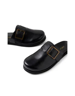 Zebec Buckle Detail Leather Clogs