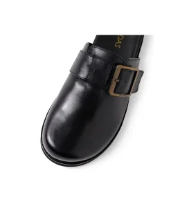 Zebec Buckle Detail Leather Clogs
