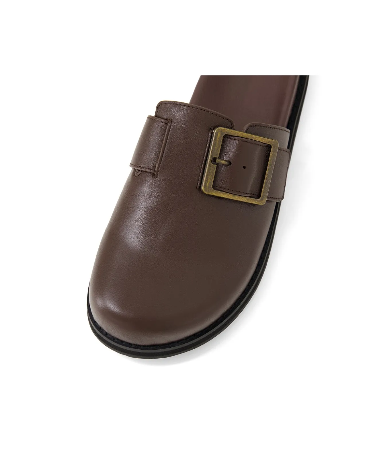 Zebec Buckle Detail Leather Slides