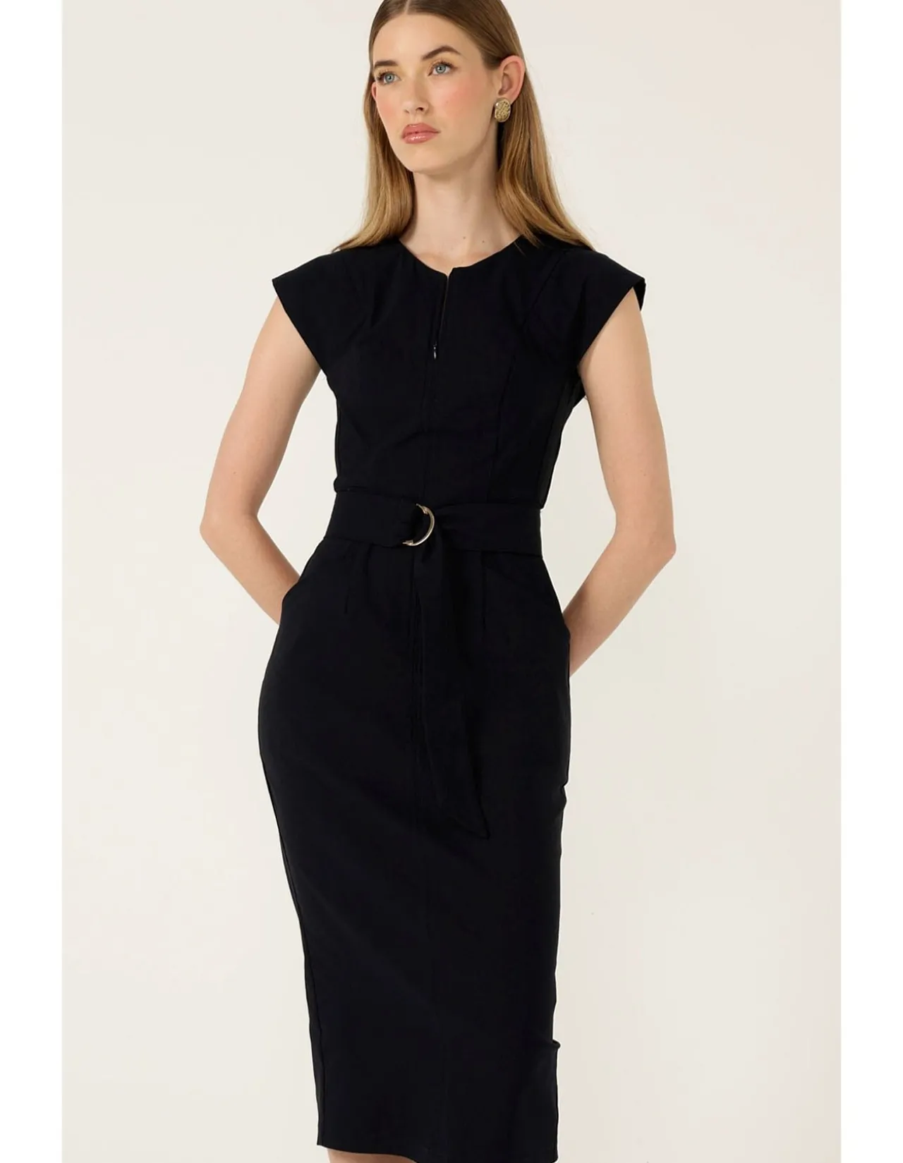 ZIP FRONT FITTED DRESS