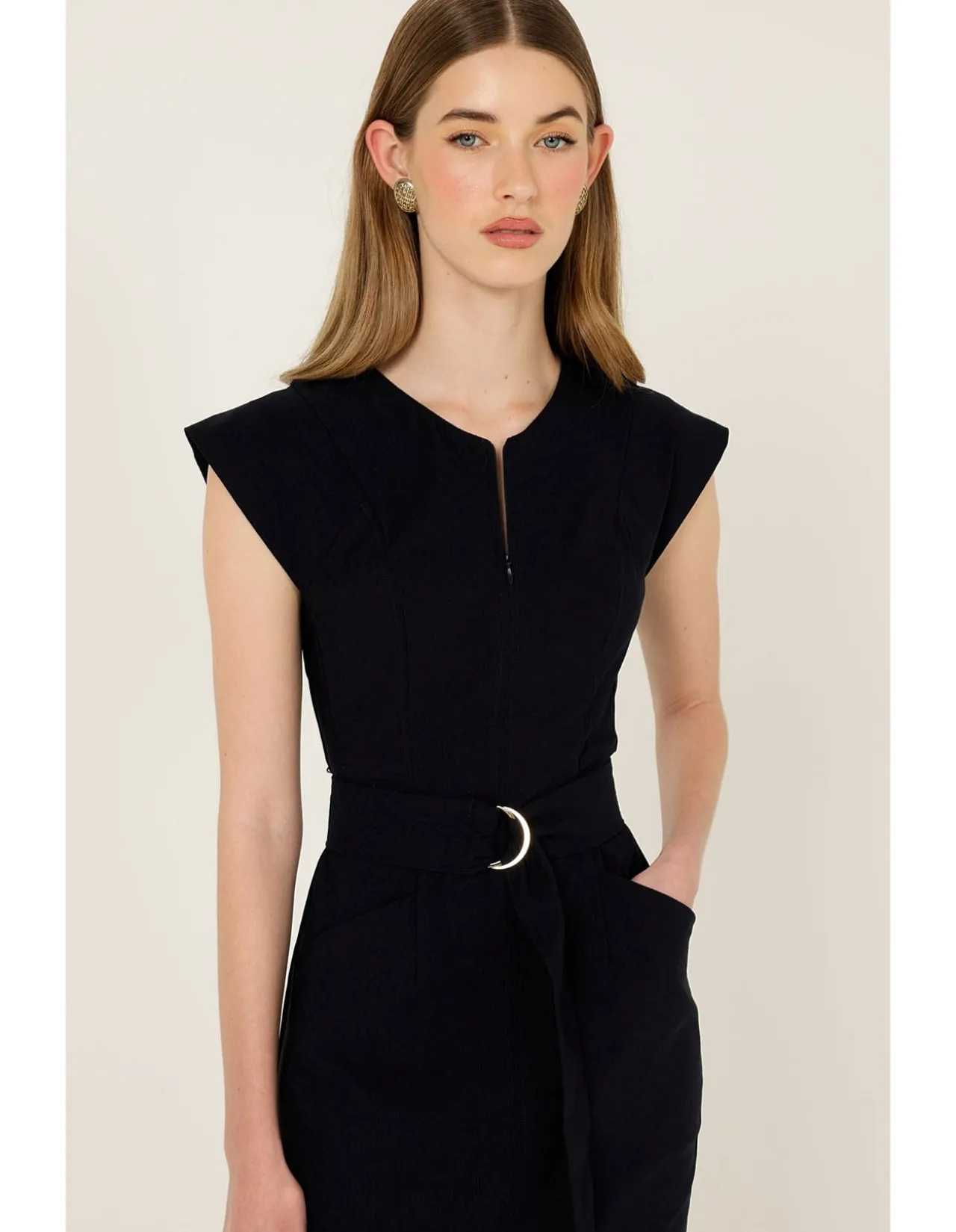 ZIP FRONT FITTED DRESS