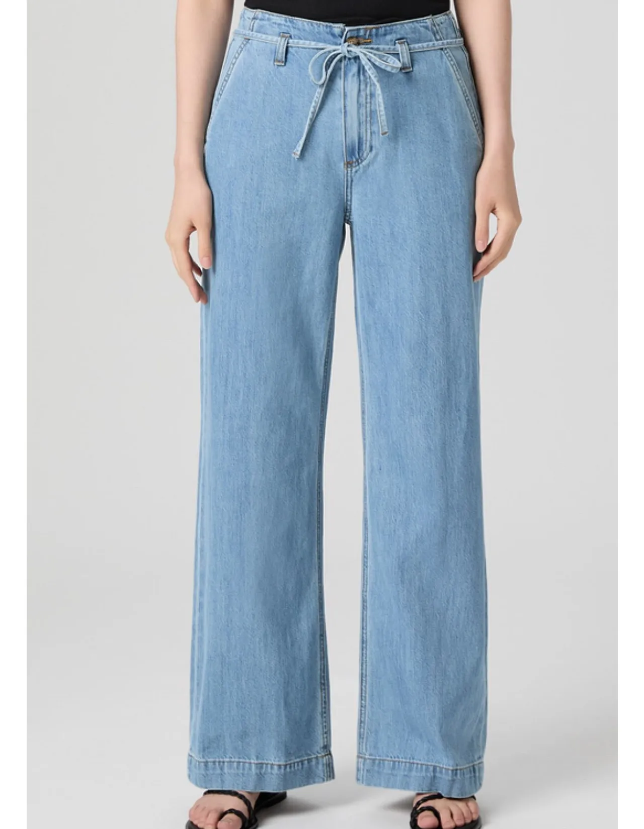 Zoey High Rise Tie Waist Wide Leg Jeans