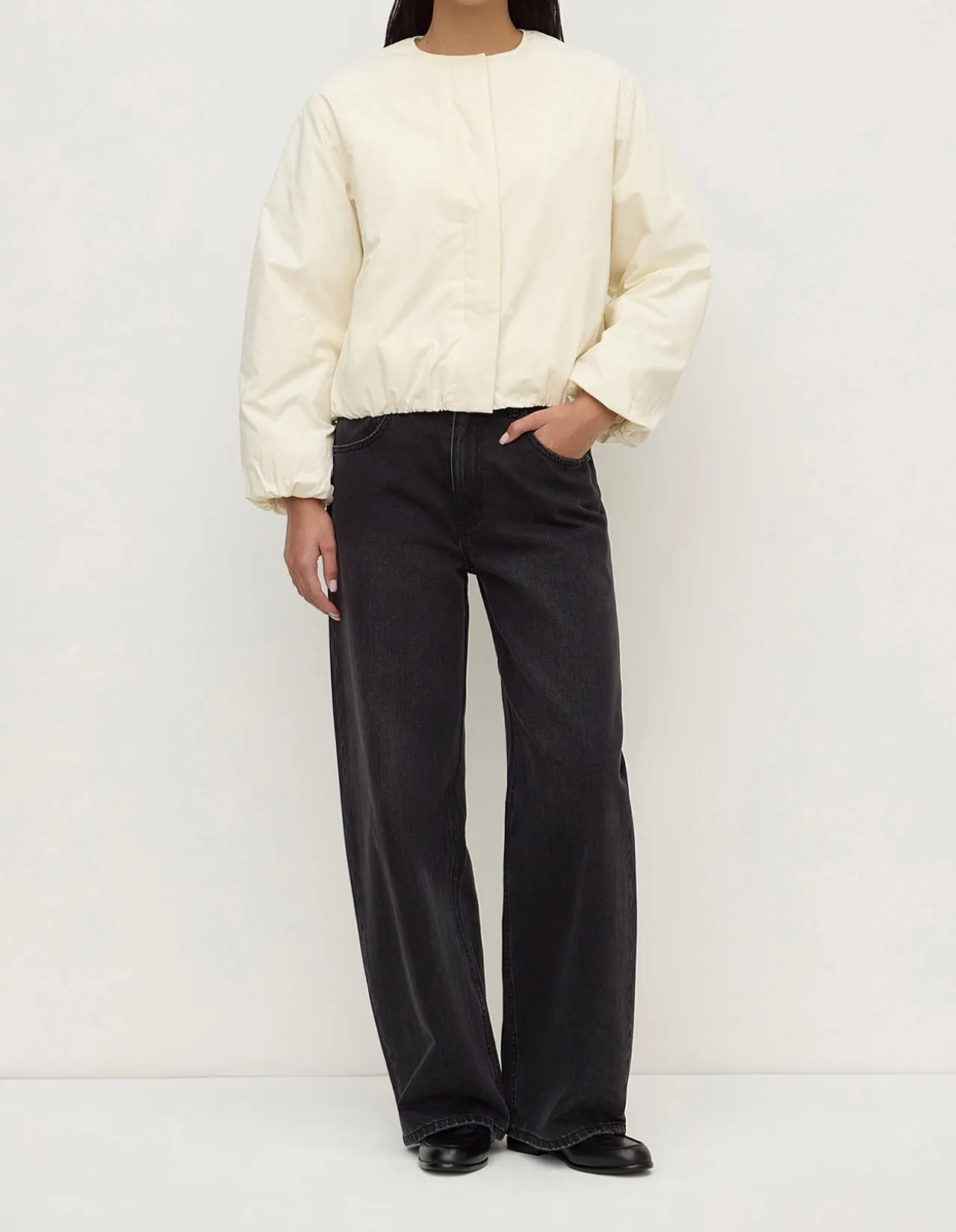Zoie Padded Bomber Jacket Antique White