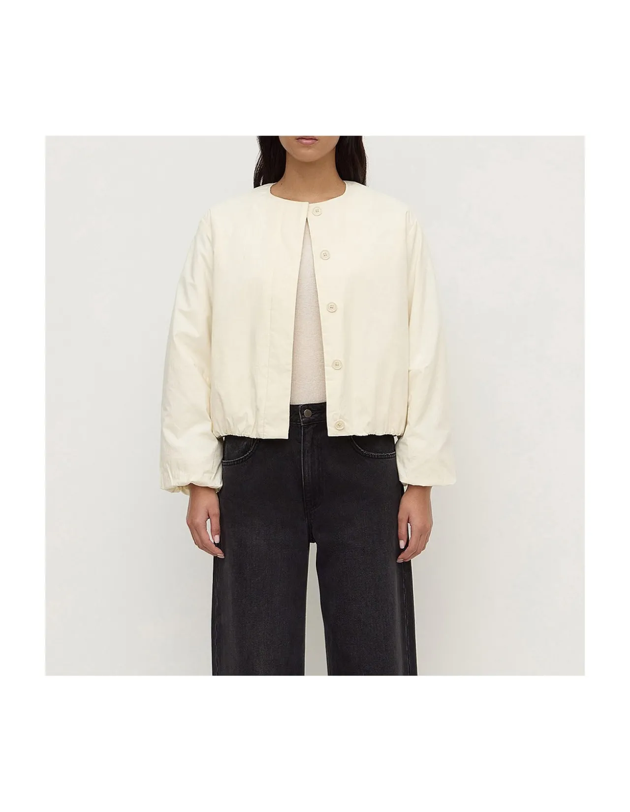 Zoie Padded Bomber Jacket Antique White