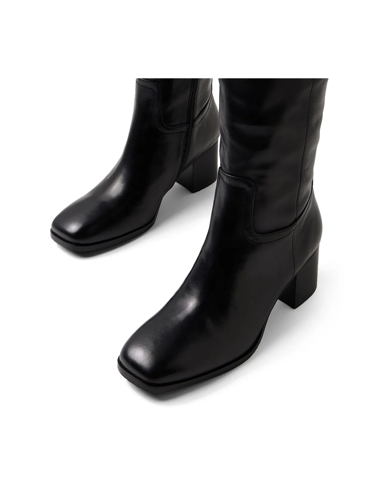 Zucker Square Toe Leather Knee High Boots