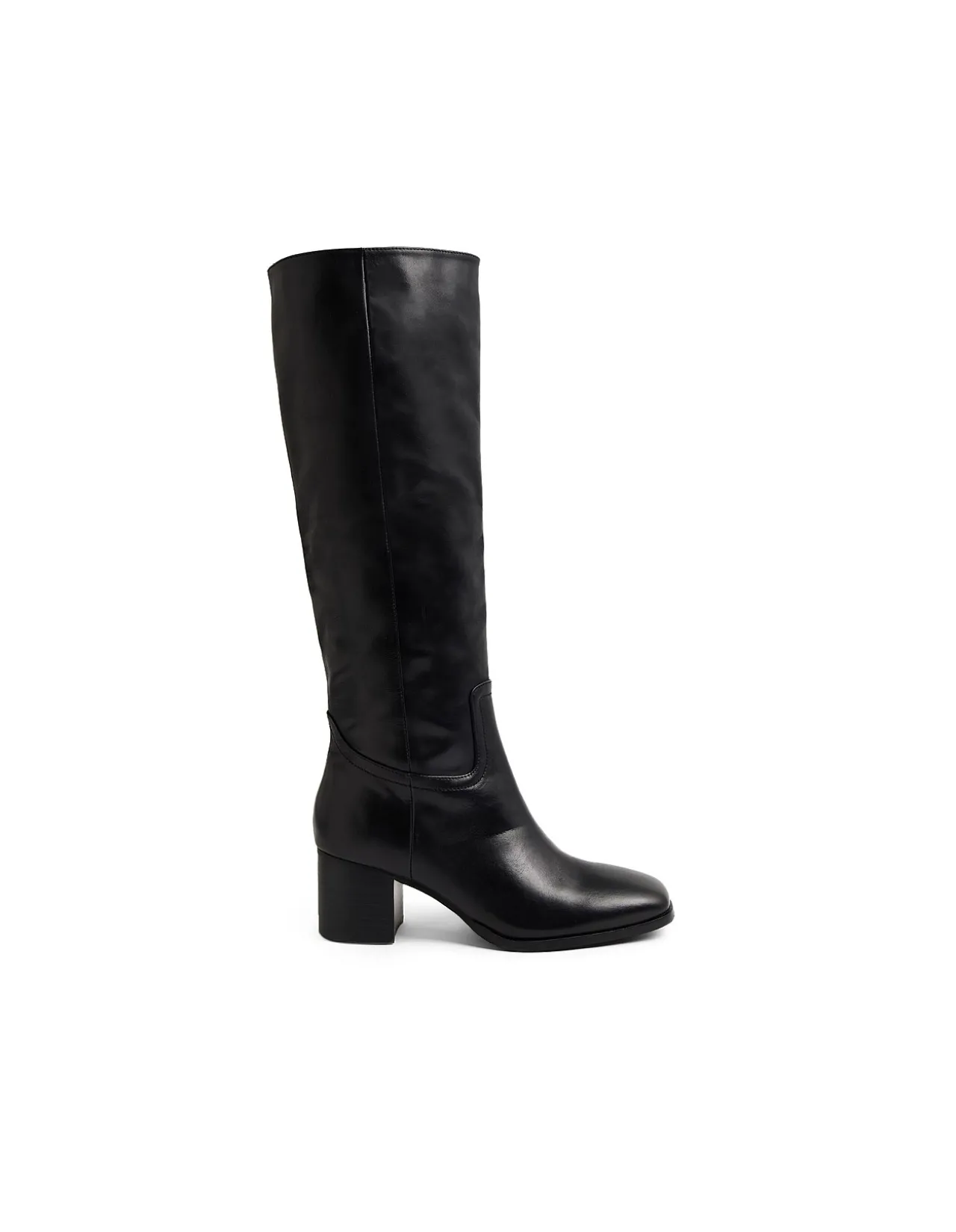 Zucker Square Toe Leather Knee High Boots